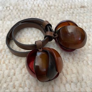 Marni Flower Resin Bracelet with a Leather Strap